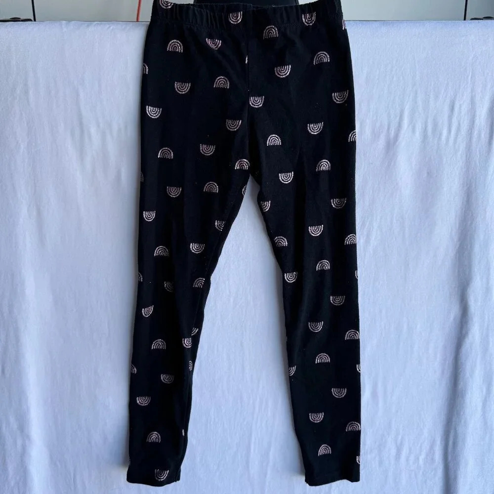BCBG Girls Black Leggings with Rainbow Print - Size S (7/8)